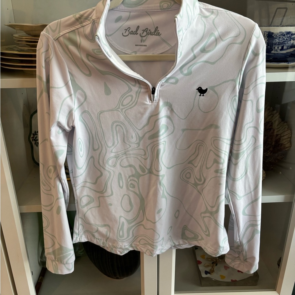 Bad Birdie White and Mint Patterned Pullover. Never worn. No tag